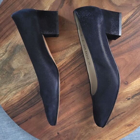 Salvatore Ferragamo Classic Block Heel Pumps Designer Italy Black Size 8B - Picture 5 of 14